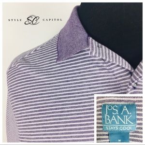 Jos A Bank Men's Blue White Striped Polo Shirt M